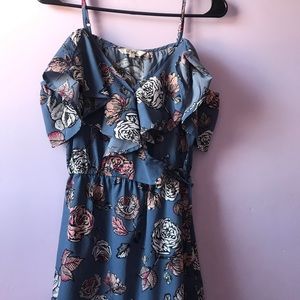 Off the shoulder blue floral dress